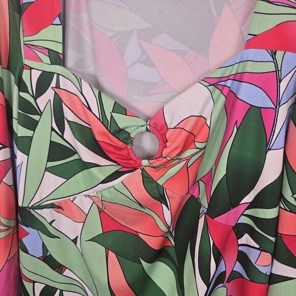 Boston Proper Palma Rainforest Sweetheart Ring Knit Top LARGE Sexy Boho Hippie - Picture 4 of 10